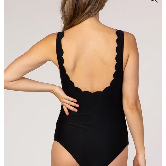 PinkBlush Black Scallop Maternity Swimsuit - Picture 6 of 8